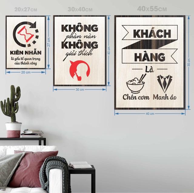 Tranh Trang Trí Tường TBIG055 Slogan tạo động lực treo văn phòng "khách hàng là chén cơm manh áo"