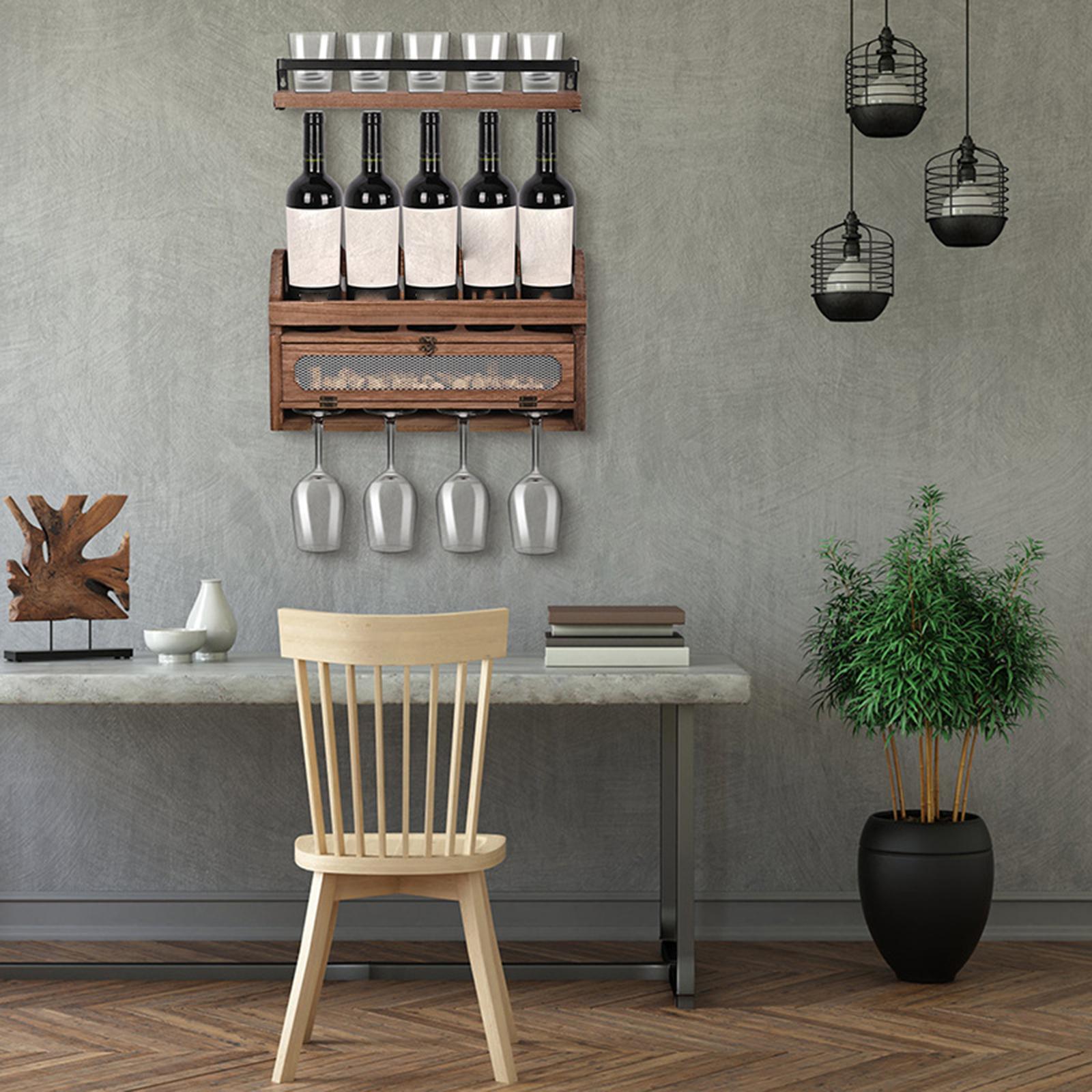 Wall Mounted Rack Glass Holder Storage Shelf Home & Kitchen Decor