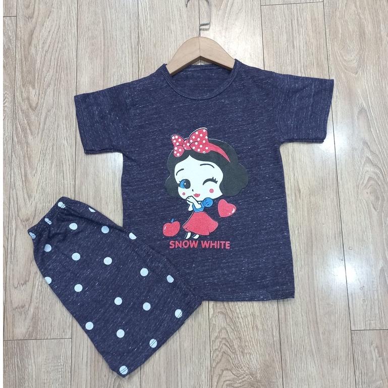 Bộ cộc tay in hình mickey, gấu, thỏ cotton cho bé gái Cizi.shop