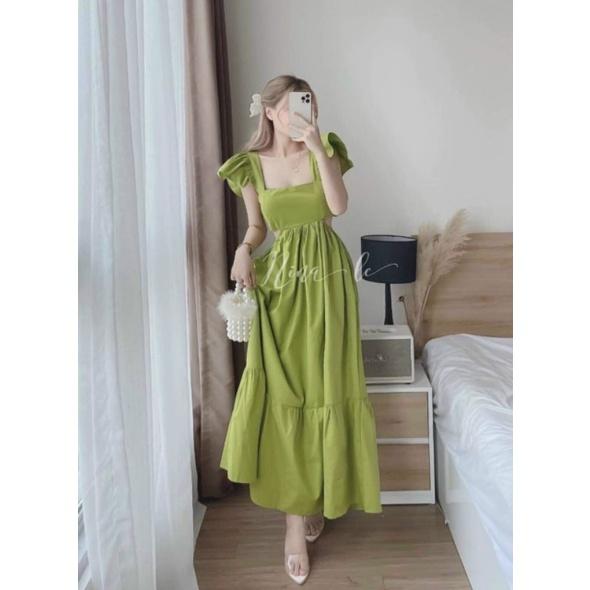 ĐẦM MAXI KHOÉT EO 2 BÊN BÈO VAI