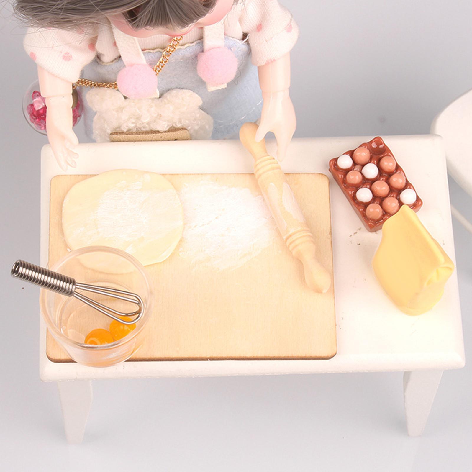 1:12 Miniature Dollhouse Baking Set 1/12 Bread Making Set Tiny Foods Photo Props 1/12 Miniature Baking Cooking Set for Home Kitchen Bakery