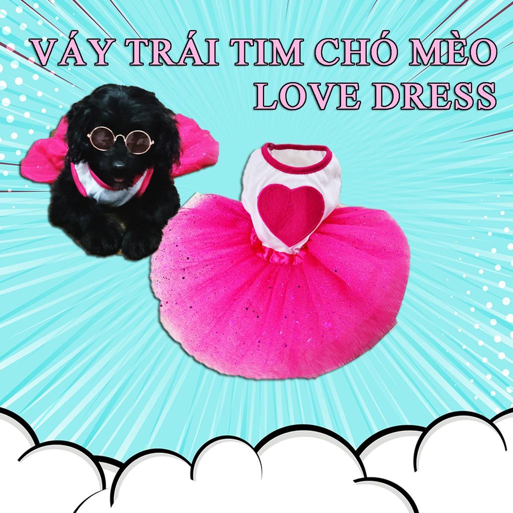 Váy / đầm thời trang cho thú cưng chó mèo trái tim love dress