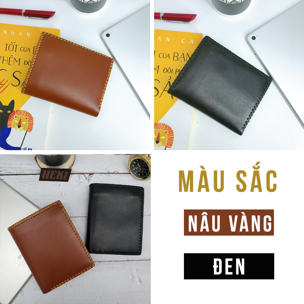 Bóp Ví Nam Da Bò Thật Cao Cấp Dáng Đứng Handmade Nổi Bật DX02