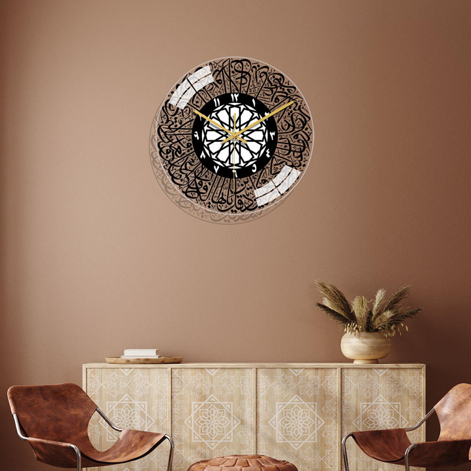 Acrylic Islamic Wall Clock Quartz Silent Muslim Clock for Living Room Home