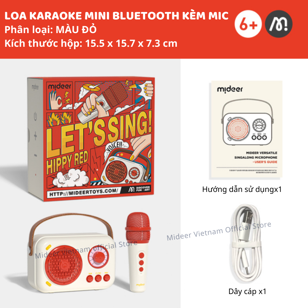 Loa karaoke mini bluetooth kèm mic cho bé Mideer versatile singalone microphone - Hàng chính hãng