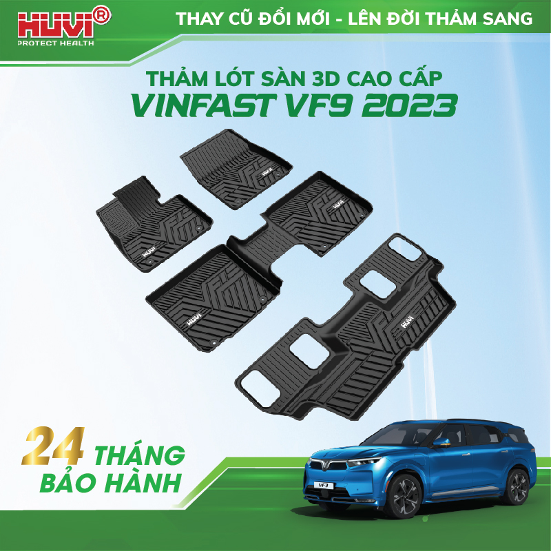Thảm lót sàn ô tô Vinfast VF9 Huvi nhựa TPE nguyên sinh cao cấp