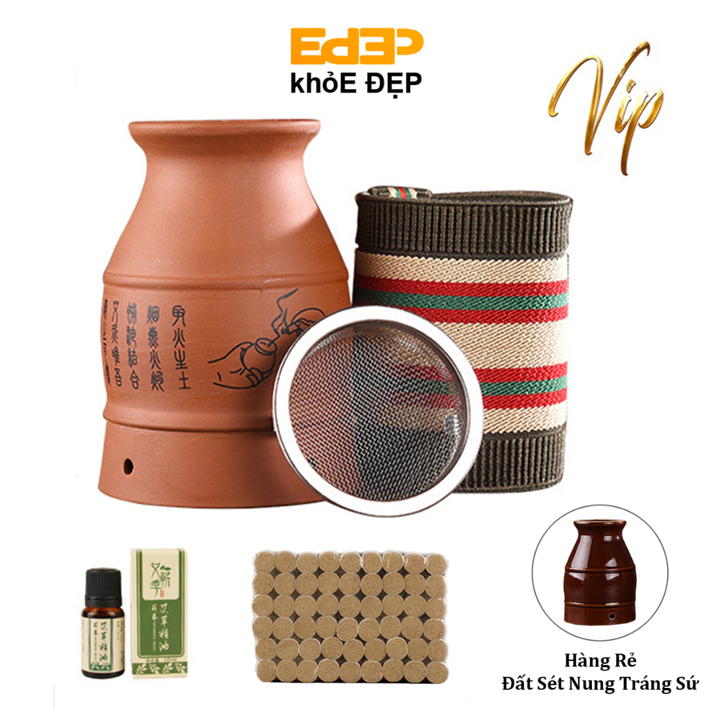 Cốc Phù Dương Xông Hơ Ngải Cứu Hàn Ẩm Massage, Giác Hơi, Cạo Gió, Chải Thông Kinh Lạc (Tặng Ngải, Bản Đồ Huyệt,Tinh Dầu)