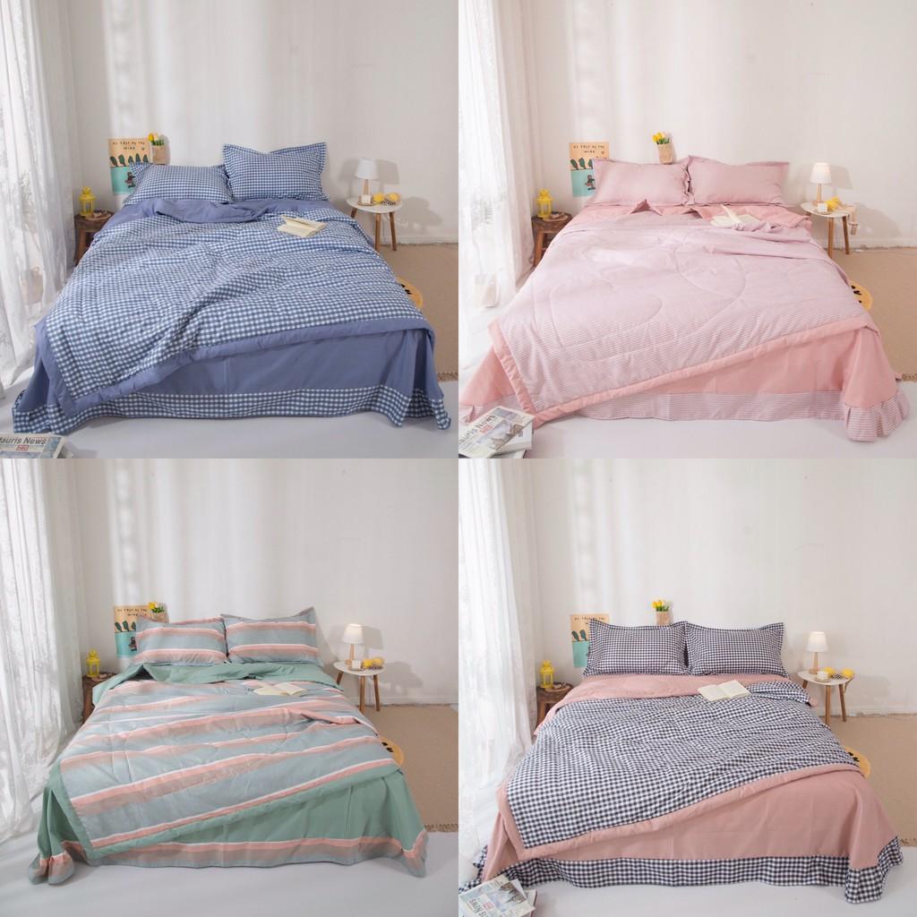 Bộ chăn ga gối Cotton Hàn M2T bedding sét hè chăn chần bông miễn phí bo chun drap ga giường