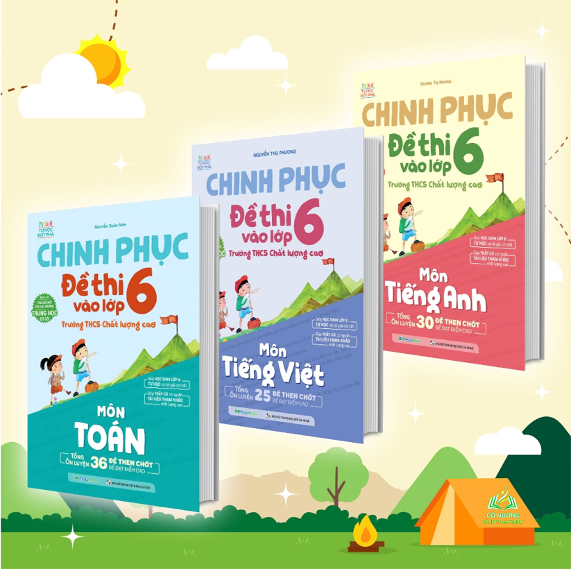 Sách Combo Chinh phục đề thi vào lớp 6 trường THCS Chất lượng cao môn Toán - Anh - Tiếng Việt -MG