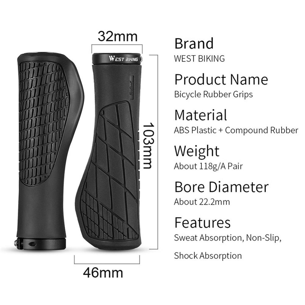 Một cặp tay cầm xe silicon mềm WEST BIKING chống trượt