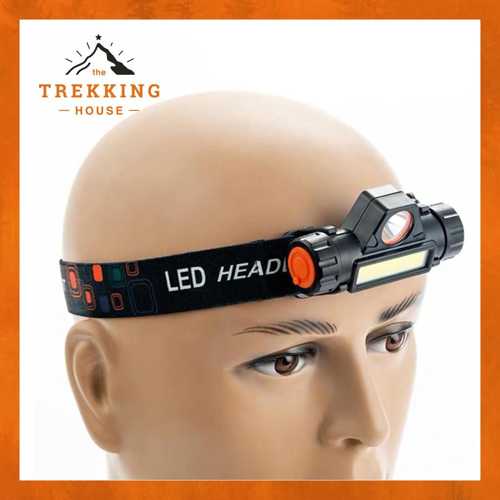 Đèn pin đội đầu leo núi 2 bóng LED siêu sáng, đèn pin led đội đầu dã ngoại đa năng