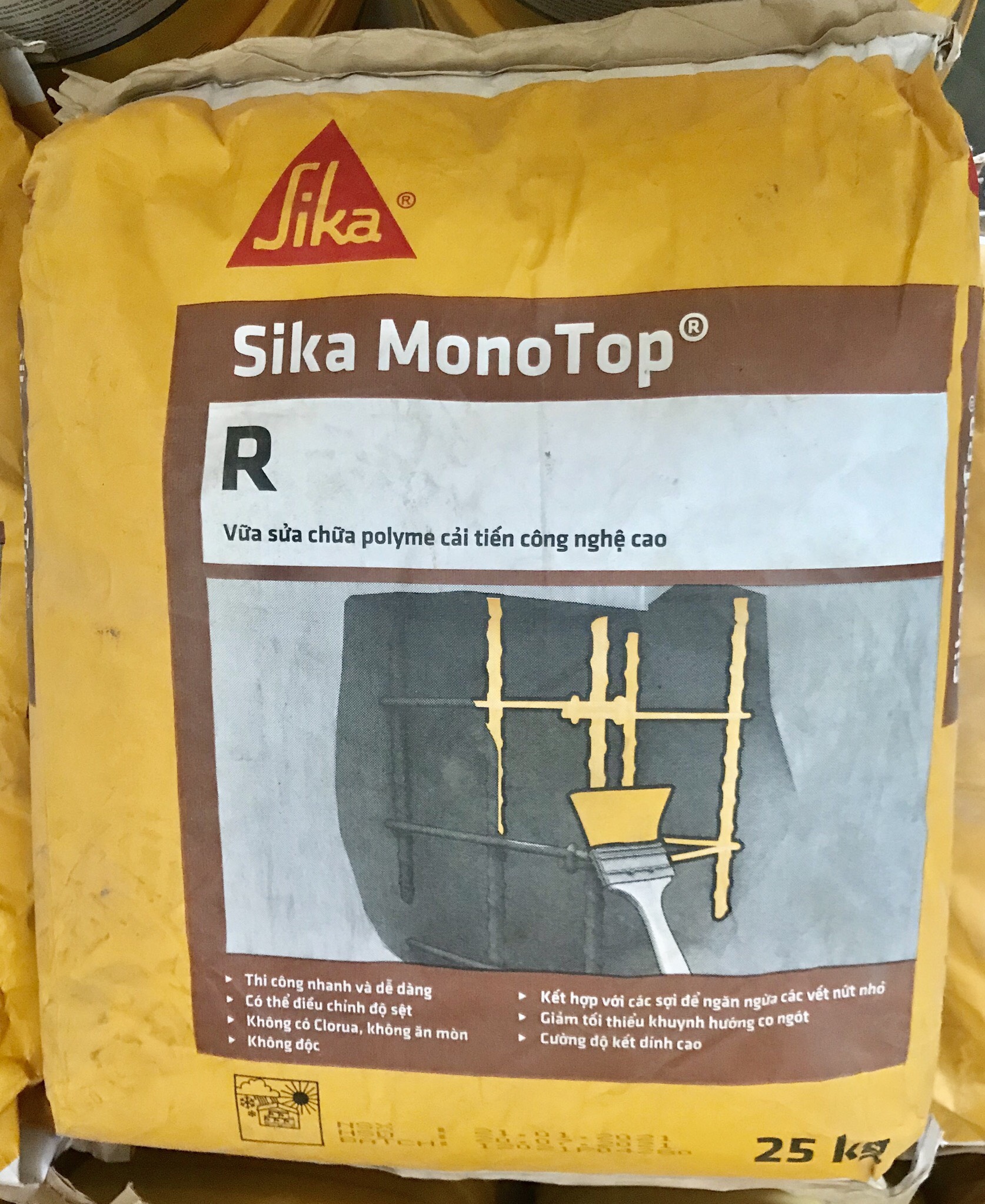 Vữa polyme cải tiến, sửa chữa bê tông rỗ tổ ong - Sika Monotop R (bao 25kg)