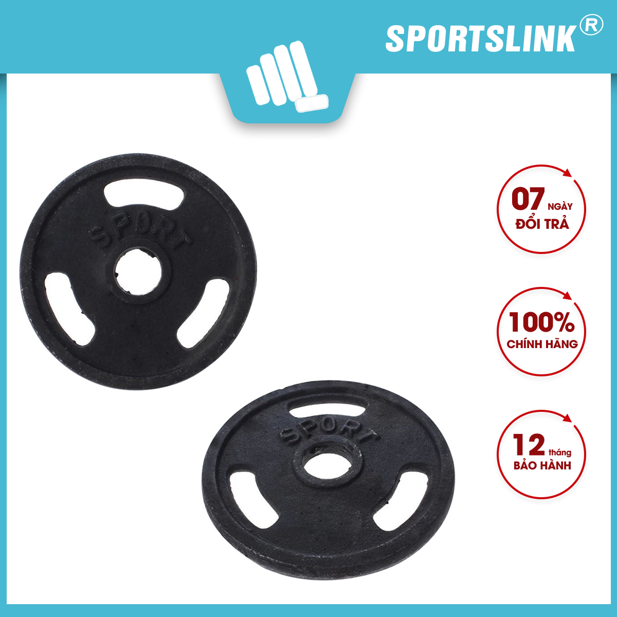 Bộ 2 Tạ Miếng Gang Sportslink TMG12 1kg - Đen