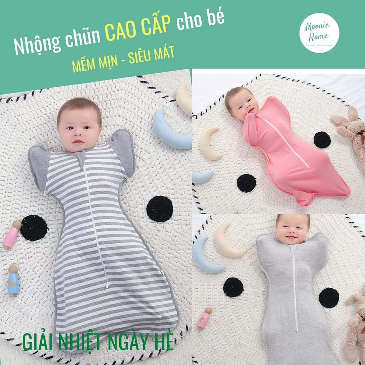 Nhộng chũn cho bé ngủ ngon, Khăn quấn ,( Túi ngủ Ủ kén nhộng cho bé sơ sinh )