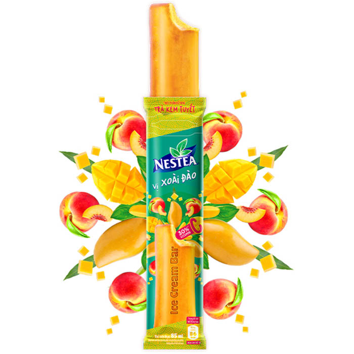 Combo 3 hộp trà kem tuyết Nestea vị xoài đào (hộp 6 gói x 85ml) - Tặng 1 túi bao tử