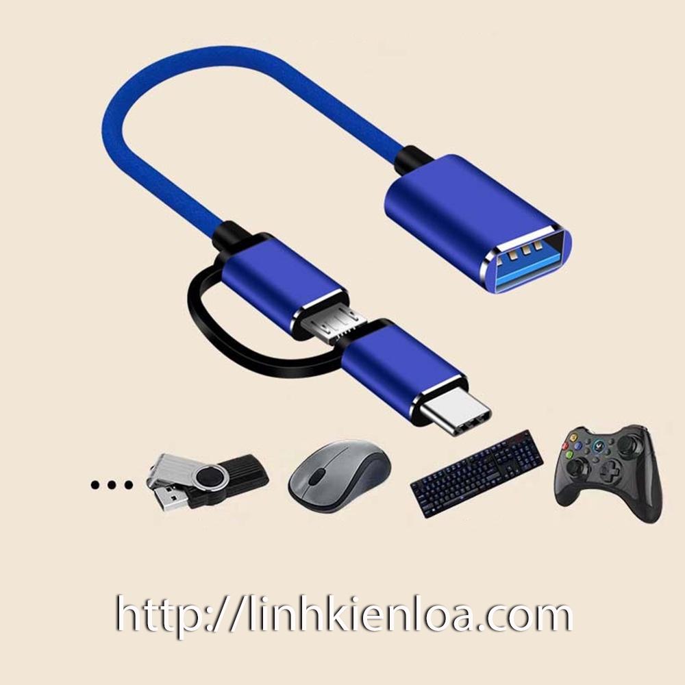 Cáp chuyển OTG - Chuyển từ cổng USB Type-C + Micro USB ra USB 3.0