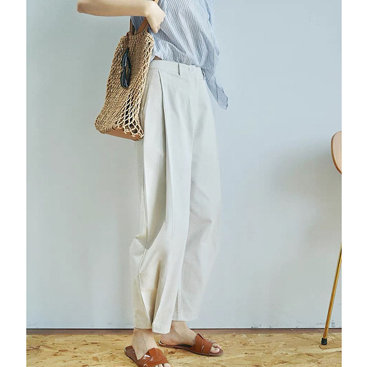 Quần tây nữ Linen Premium, có thể chuyển từ dáng ống rộng sang dáng baggy trẻ trung
