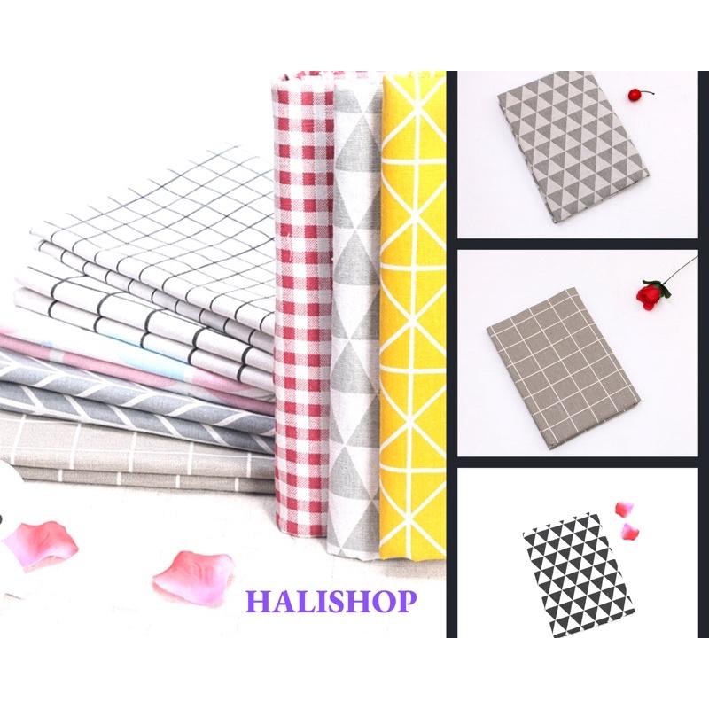 Vải Bố Thô Canvas May Khăn Bàn May Rèm Decor Trang Trí Hoạ Tiết Hình Học Sang Trọng