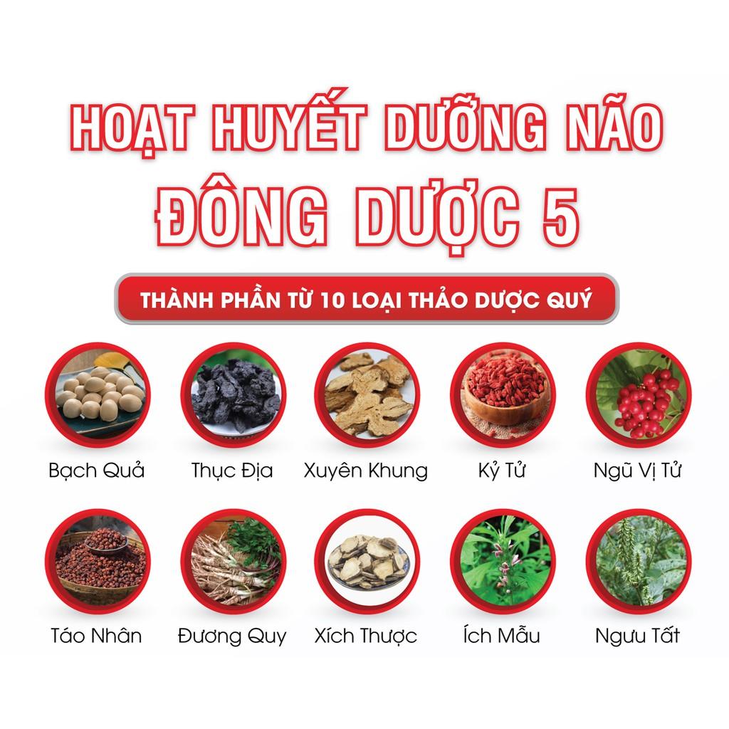 [2 HỘP] Viên uống hoạt huyết dưỡng não Đông Dược 5 Asia Pharma hỗ trợ thiểu năng tuần hoàn não - Hộp 30 viên