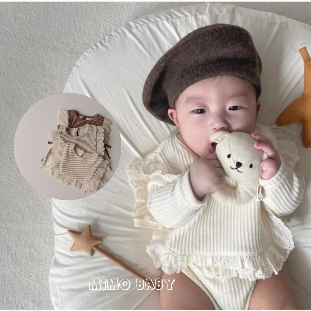 Yếm vuông viền bèo cột dây ngang phong cách hàn quốc Mimo Baby YC03 cho bé