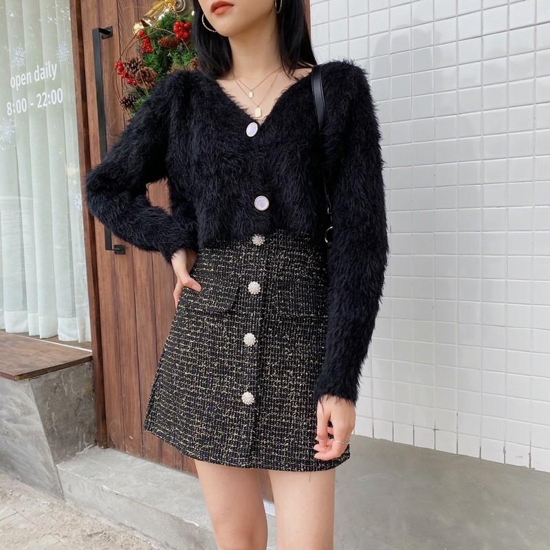 Chân váy nhũ cúc ngọc