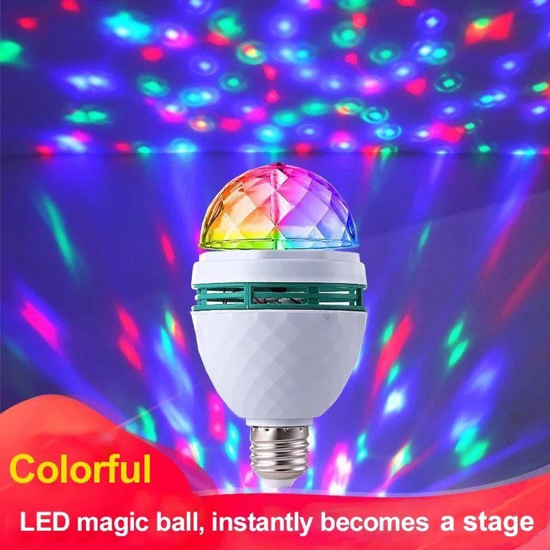 Bóng đèn LED Bóng đèn Disco di động E27 Đèn xoay 3W 360 Bóng LED Bóng đèn LED Magic Ball USB Đèn disco