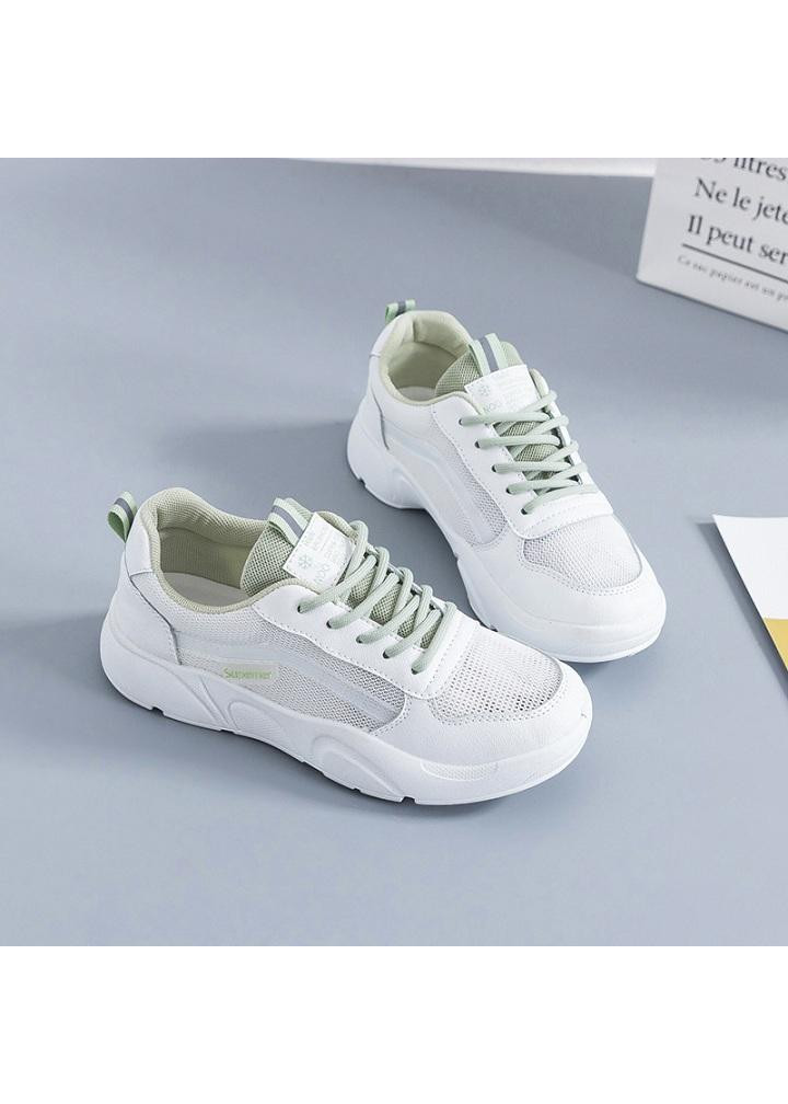 Giày sneaker nữ trắng phối dây xanh