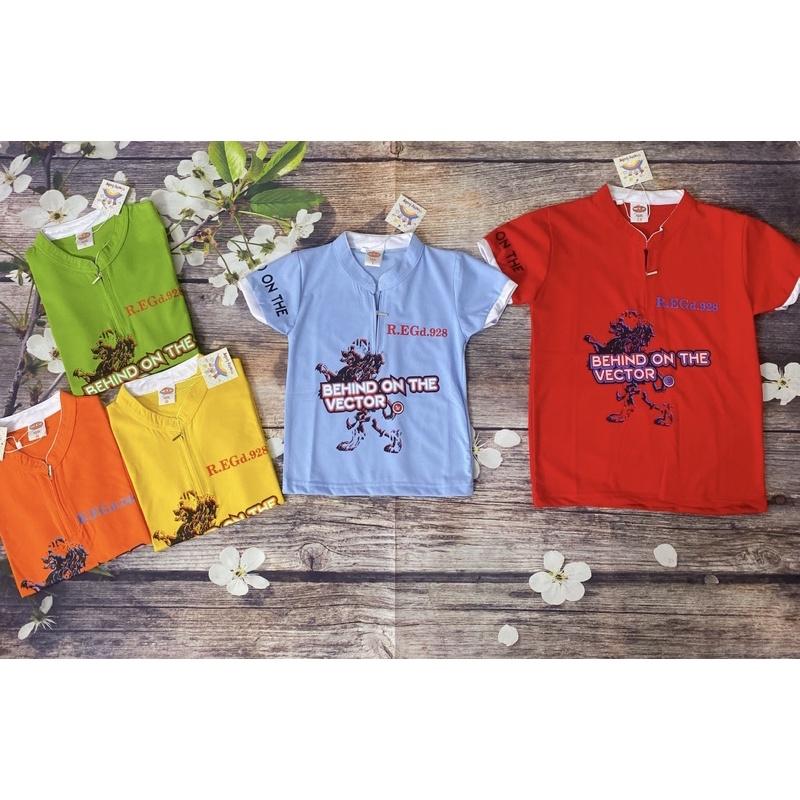 Áo Thun Bé Trai Size 11-21Kg, 18 Tháng 5 Tuổi, In Hình Cổ Khoá Khéo, Thun Co Giãn Tốt Nhiều Màu