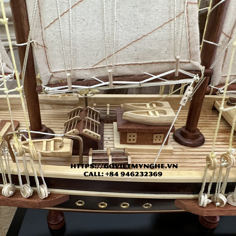 Mô hình du thuyền gỗ trang trí du thuyền Atlantic - Quà tặng mỹ nghệ trang trí-Thân tàu dài 60cm -Gỗ tự nhiên