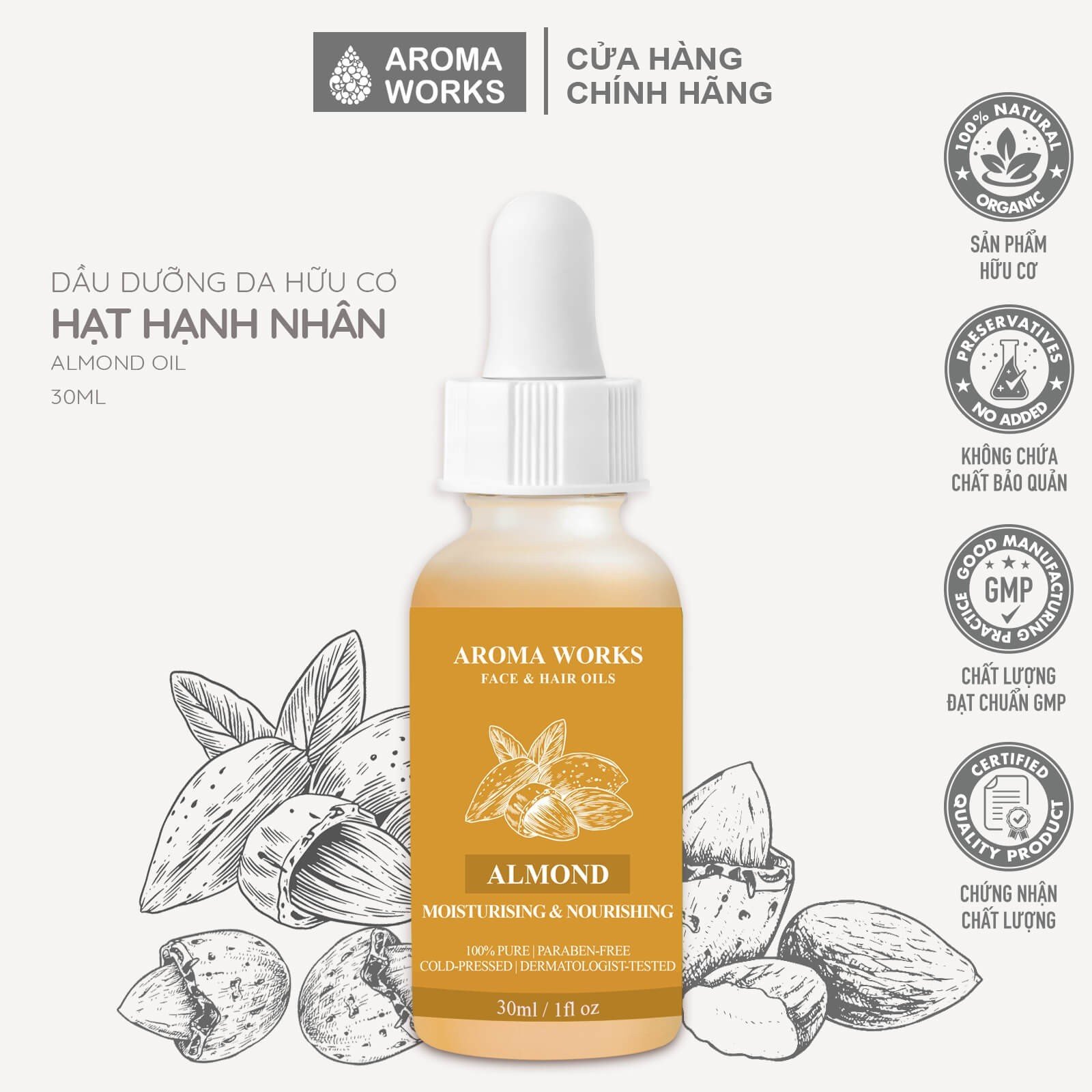 Dầu Dưỡng Da Aroma Works Face & Hair Oil - Trẻ hóa da, chống lão hóa da, cấp ẩm, tẩy tế bào chết