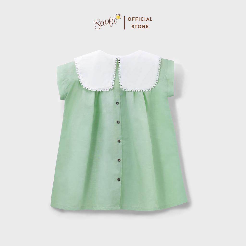 Váy Bé Gái BabyDoll Cổ Vuông Viền Ren Chất Liệu Linen - ALULA DRESS - DRL003 - SAOLA CLOTHING