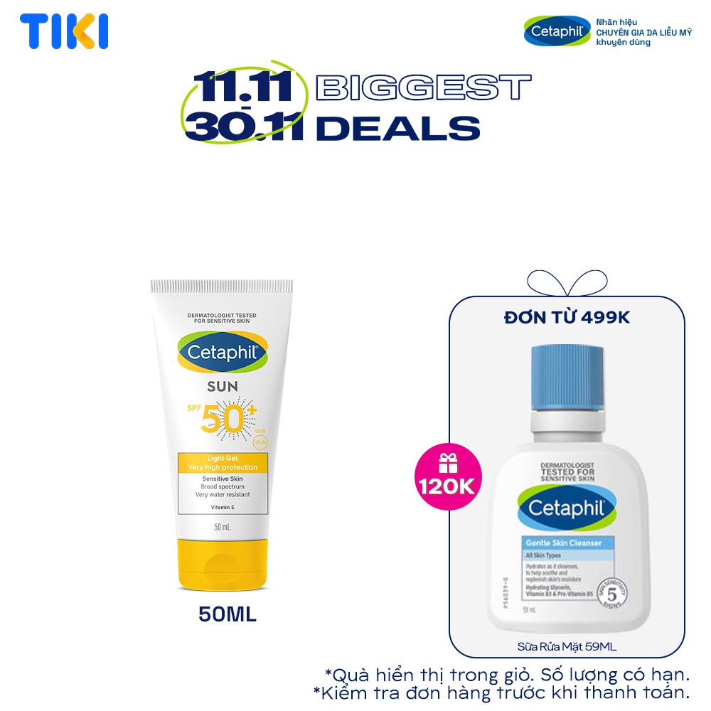 Kem chống nắng dịu lành cho da nhạy cảm CETAPHIL SUN SPF50+ LIGHT GEL 50ML