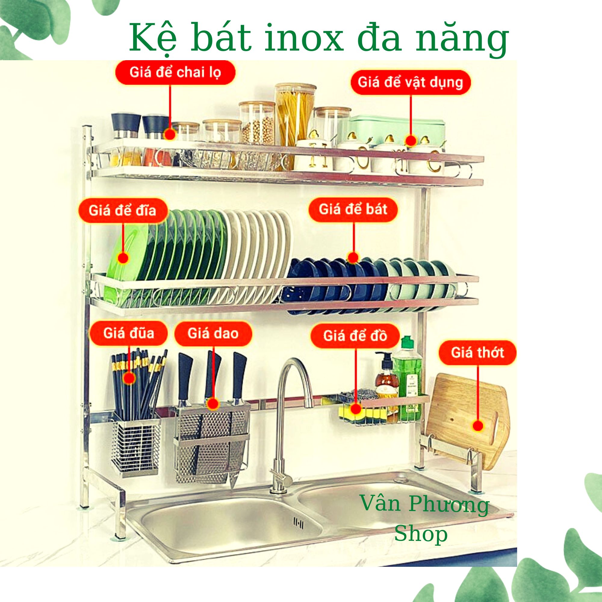 Kệ Để Chén Bát Đa Năng Inox Không Gỉ