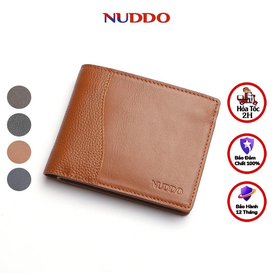Ví da nam cao cấp NUDDO bóp nam da bò thật vân mịn kiểu dáng ngang cao cấp NN004