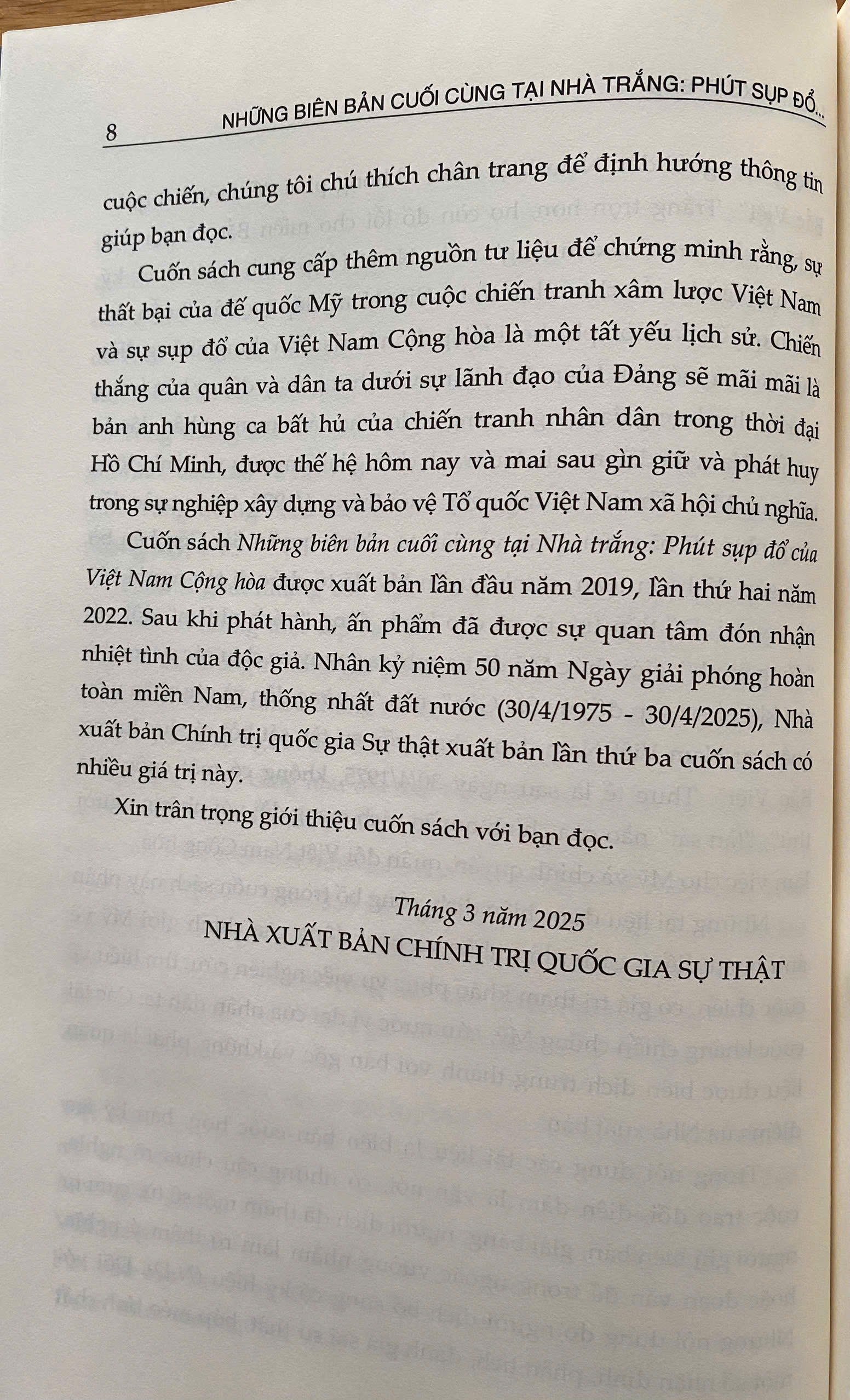 Những Biên Bản Cuối Cùng Tại Nhà Trắng:  Phút Sụp Đổ Của Việt Nam Cộng Hoà ( Xuất bản lần thứ ba )
