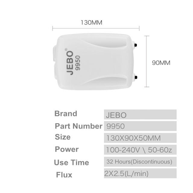 Máy Sủi Oxy Chạy Pin Sạc JEBO 9950 Dùng Đc Khi Cúp Điện