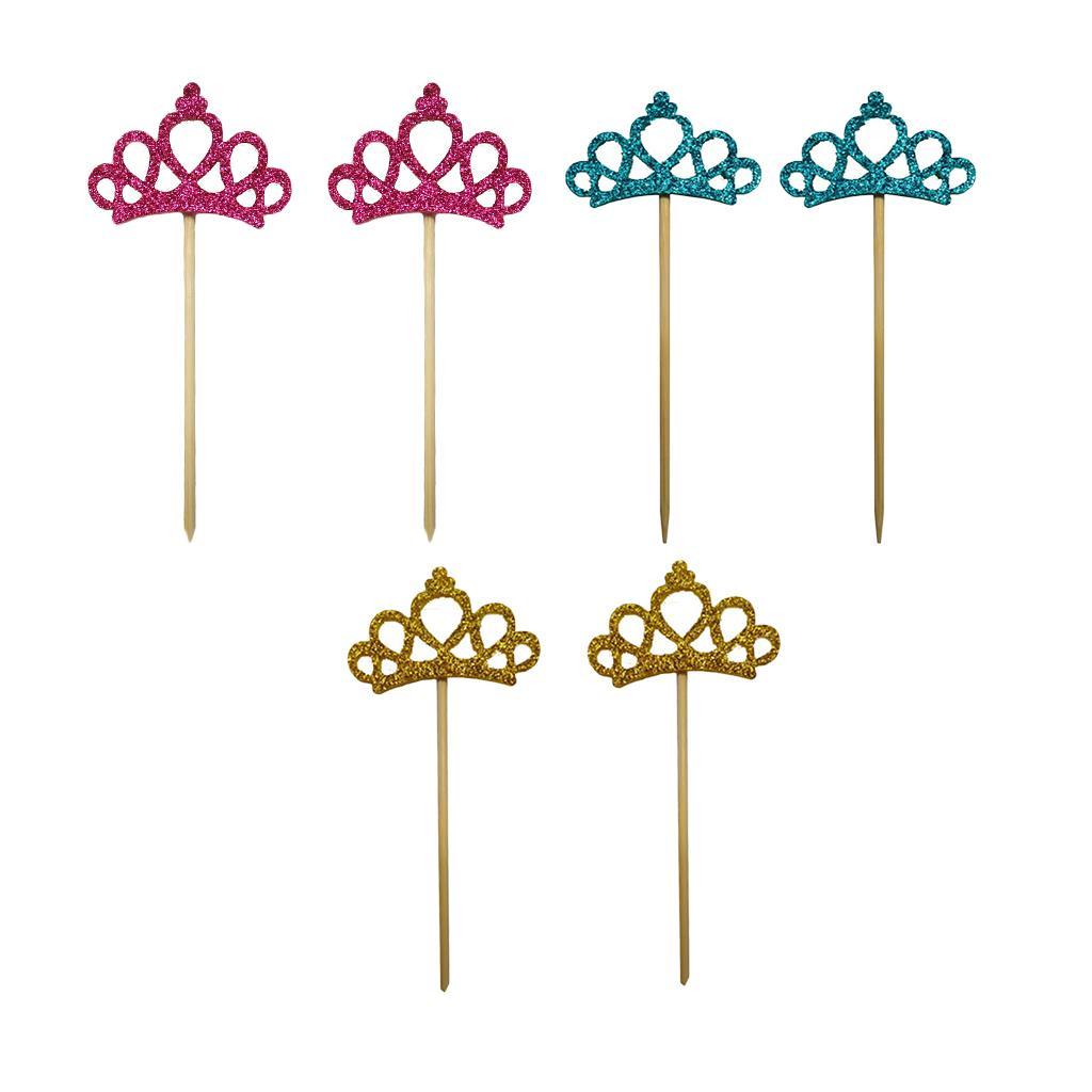 6 Pieces Mini Crown Cake Topper for Bar Baking Decorations Christmas Baby Shower Cake Decorating Supplies