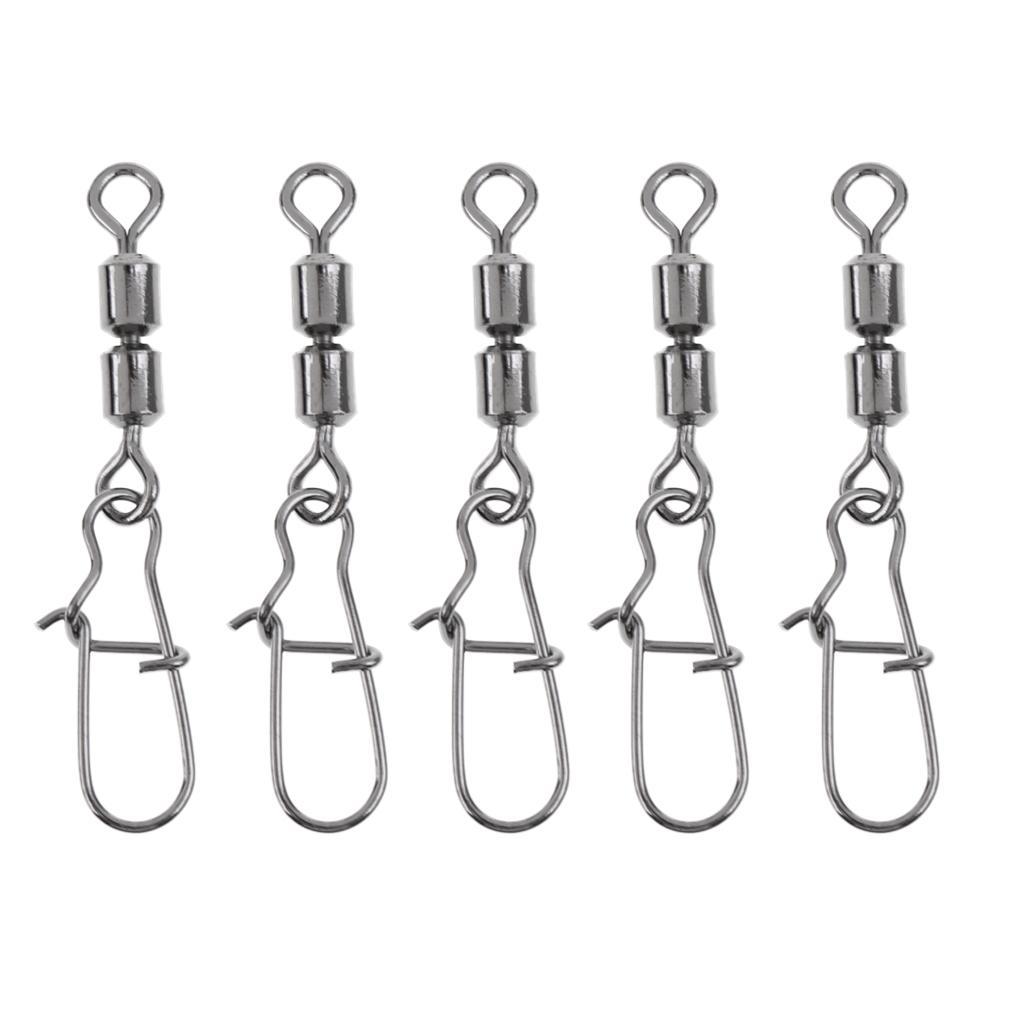 3 Pieces Fishing Bearing Rolling Swivel Metal with Snap Fishhook Fastlock Solid Rings Lure Connector Fish Hook Tackle