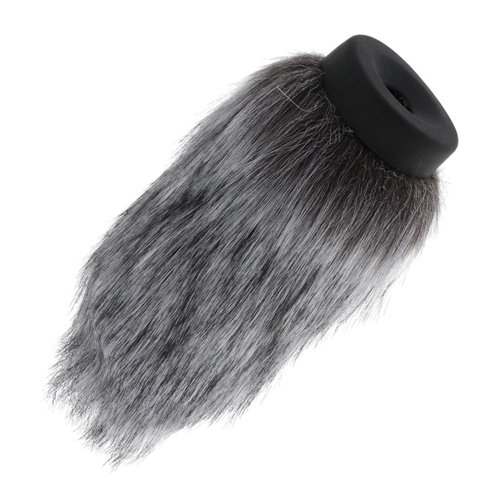 Black Gray Interview Microphone Windscreen Furry Mic Cover