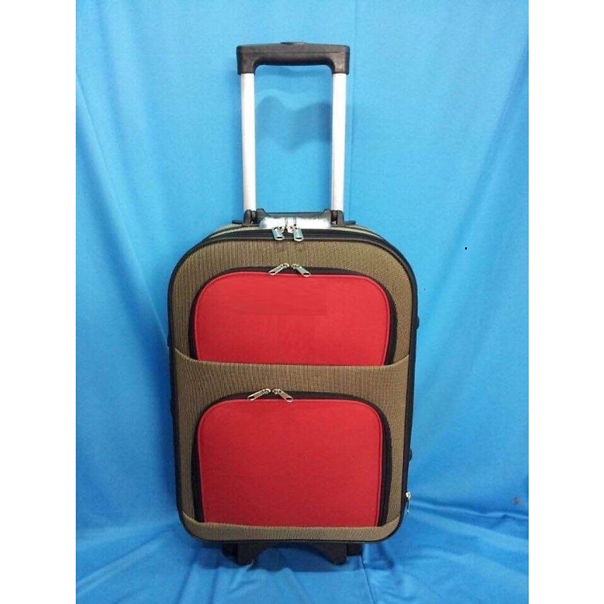 Vali Kéo Du Lịch Màu Nâu Phối đỏ Có Nắp - 24 Inch
