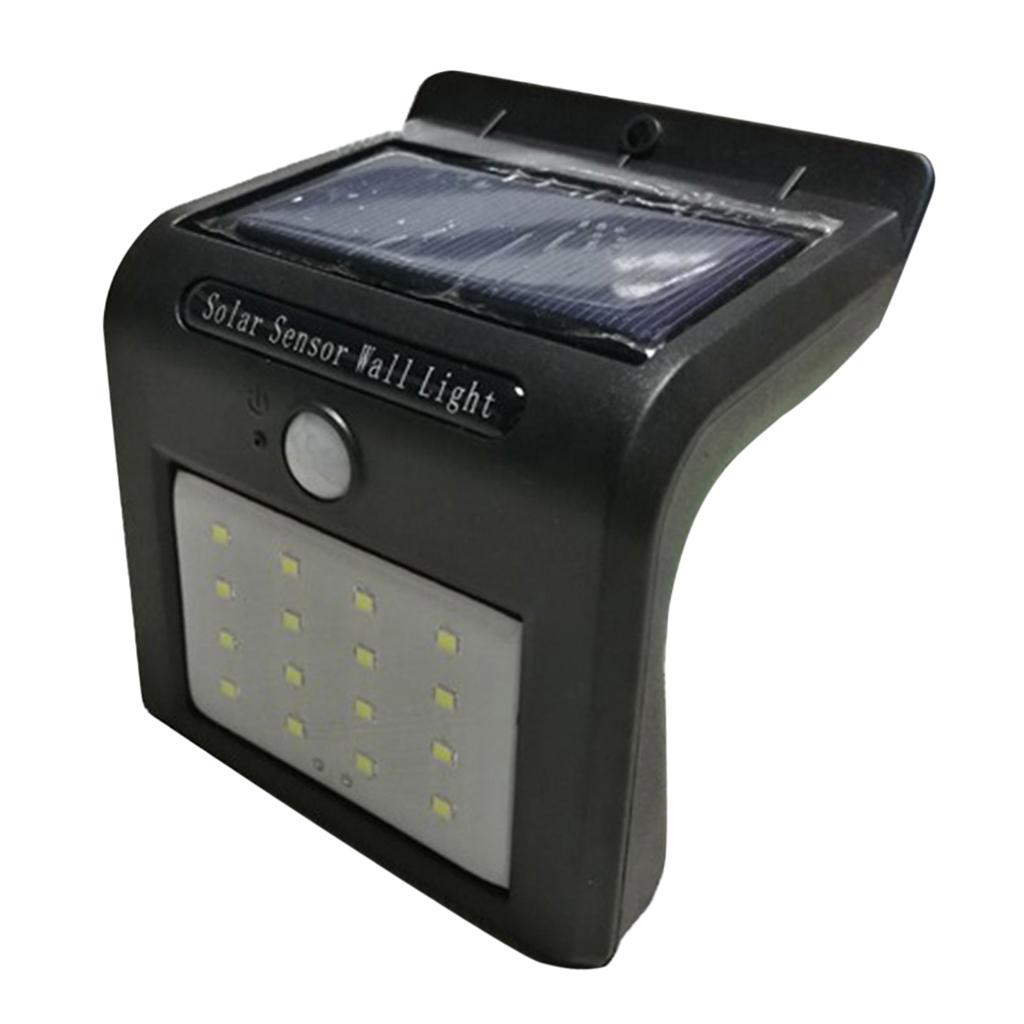 Outdoor 16 LED Solar Powered  Sensor Security Wall Lights - Black