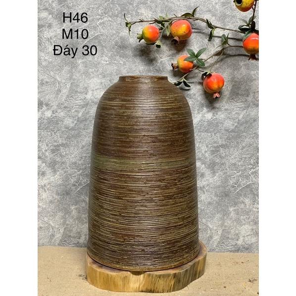 Bình cắm hoa dáng chuông H46cm, men mộc. Gốm sứ Bát Tràng.