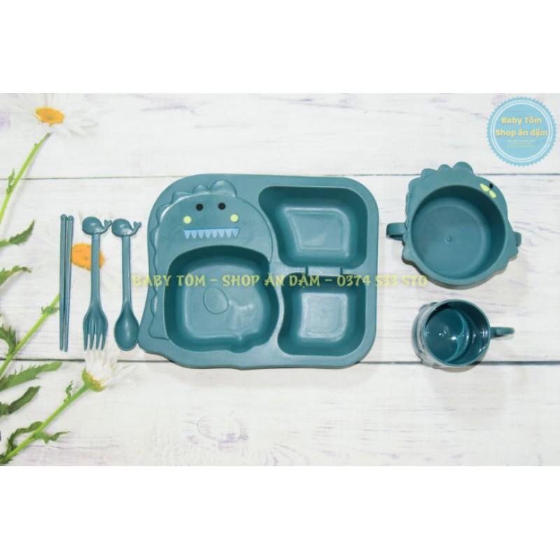 Set khay ăn dặm hình KHỦNG LONG 6 chi tiết