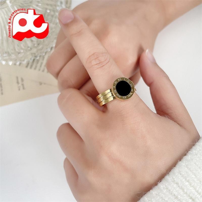Nhẫn titan nữ cao cấp cách điệu thép không gỉ titanium trangsucpt có 3 màu sắc NNUT33 Women Pin - VÀNG TƯƠI