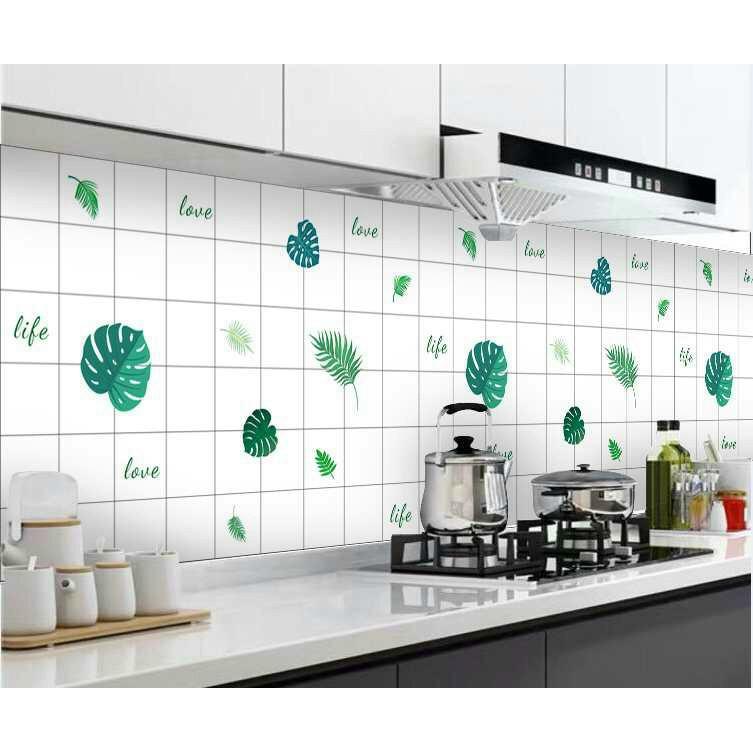 Decal dán bếp tráng nhôm khổ 3 mét, giấy dán tường bếp chống dầu mỡ chịu nhiệt