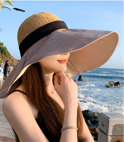 Mũ rộng vành bản to phong cách Hàn mới, nón nữ rộng vành chống nắng chống tia cực tím tuyệt đối