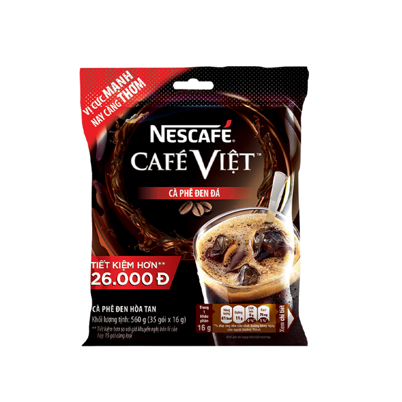 Cà Phê Hòa Tan Nescafé Café Việt Cà Phê Đen Đá (Bịch 35 Gói x 16g) - Tặng 1 Ly Sứ Pastel