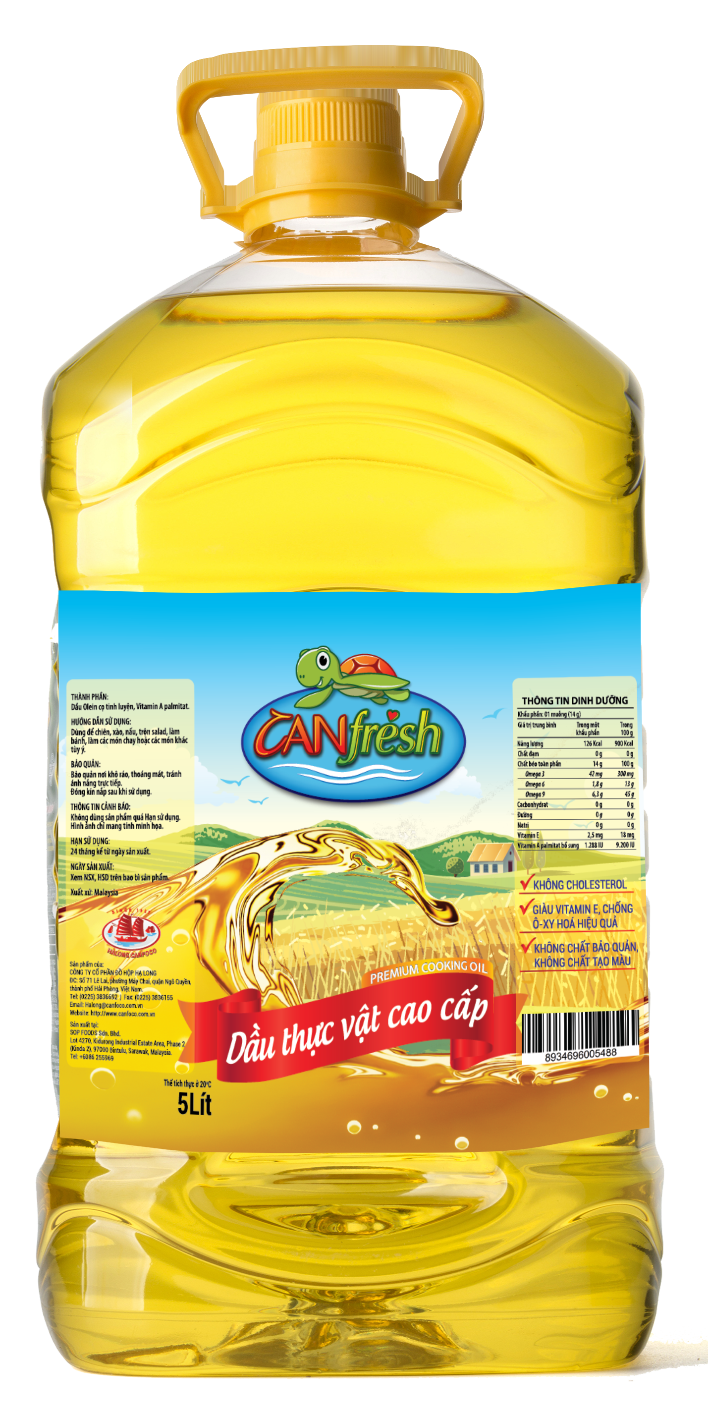 Dầu thực vật cao cấp CANFRESH 5L (4 chai/thùng)