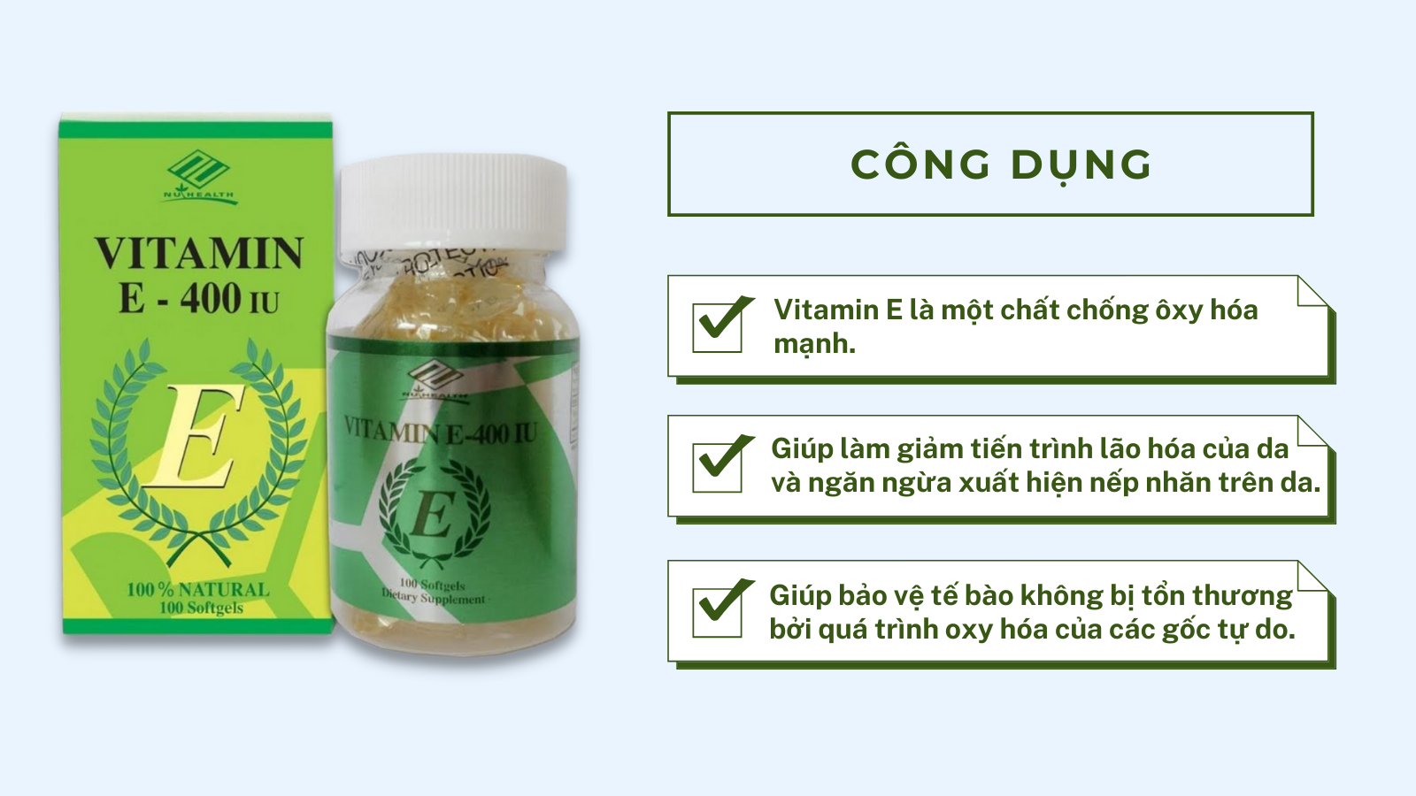 Viên uống bổ sung VITAMIN E - 400 IU