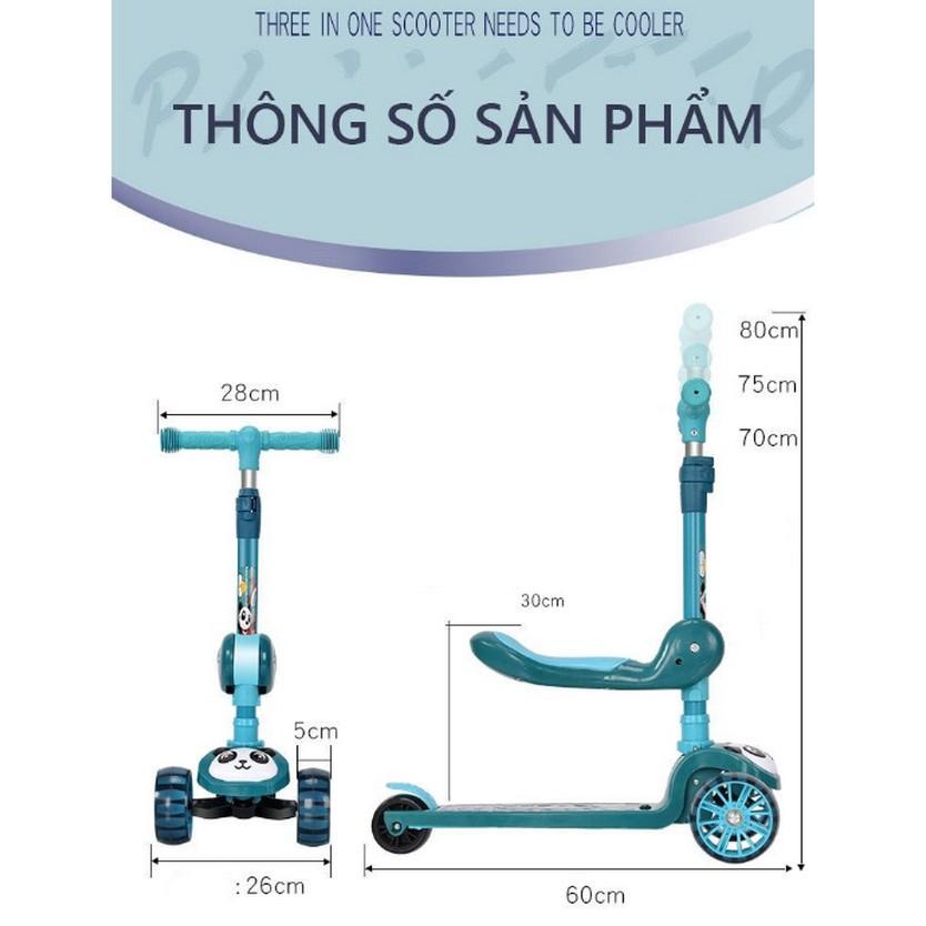 Xe Scooter vận động cho bé PANDA 3In1 Chồi Chân, Có Nhạc - AsiaMart